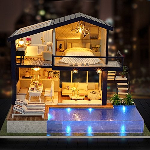 CUTEROOM Dollhouse Miniature with Furniture  3D Wooden Miniature Doll House with Music Box & LED Lights 1:24 Scale DIY House Kit (A066) - Image 2